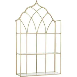 Leonique Deko-Wandregal mit 3 Glasböden - Regale in goldfarbenem Design, ideal für stilvolle Akzente in jedem Raum – perfekt für moderne und romantische Einrichtung.
