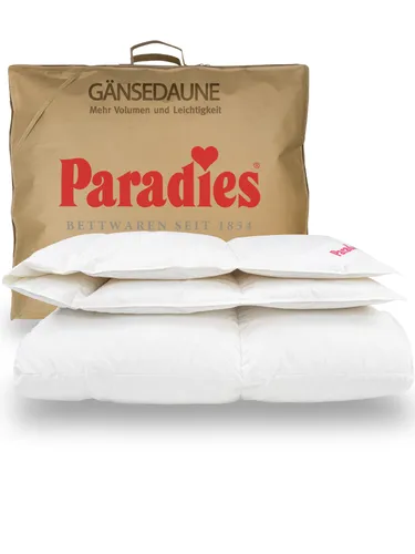 PARADIES Daunendecke 155x220 cm - Gabi 90, Ganzjahresdecke mit RDS-zertifizierten Gänsedaunen - Bettdecken: Kuschelige Ganzjahresdecke in Übergröße, mit 90% Daunen für optimalen Schlafkomfort und mittlerer Wärmehaltung, ideal für alle Jahreszeiten.