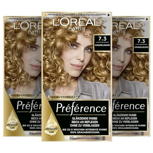 L´Oreal Preference 7.3 Florida Karmellblond - 2er Pack - Haarfarben - 2 Einheiten Karamellblond für strahlende, langanhaltende Farbe und intensive Pflege, ideal für ein glänzendes Haarbild.