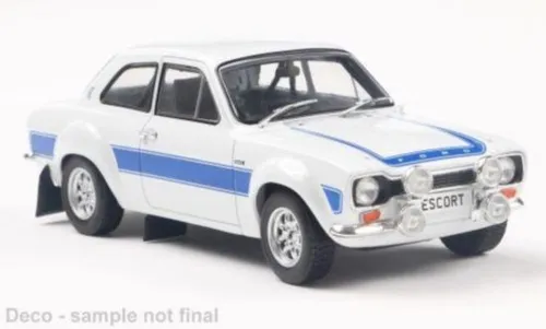 Ford Escort MK I RS 2000 1973 Modellauto 1:24 Weißblau - Detailgetreues Modellauto im Maßstab 1:24, ideal für Sammler und Fans klassischer Ford Sportwagen, mit OVP und aus hochwertigem Die-Cast Material.