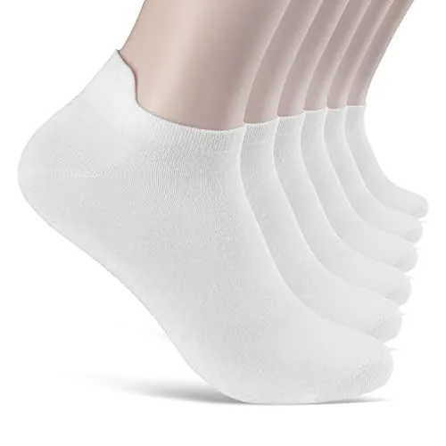 sockenkauf24 6 Paar Sneaker Socken Damen Herren mit Fersenlasche Anti-Blasen Schutz Rutschfest Atmungsaktiv 13600 WP (Weiß 35-38)