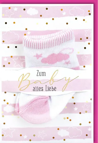 Zur Geburt - Freudiges Ereignis - Glückwunschkarte im Format 11,5 x 17 cm mit Um