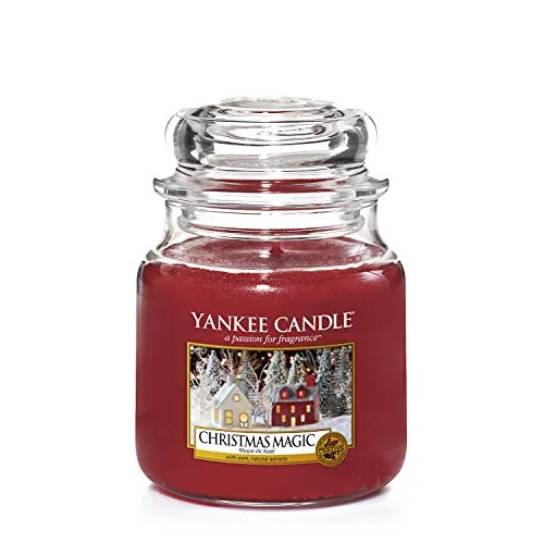 Yankee Candle Christmas Magic Duftkerze - Mittelgroße Glas- / Gefäßkerze mit 75h Brenndauer, ideal für festliche Dekoration und ein aromatisches Ambiente.