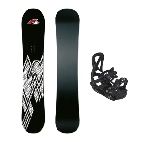 F2 Set Snowboard Junior Rental 130cm Schwarz mit Bindung M - Junior Snowboard Set in Schwarz, 130 cm, ideal für Freeride. Perfekt für den Einstieg ins Snowboarding, inklusive passender Bindung für optimalen Halt.
