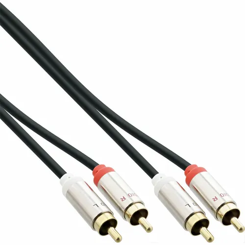 InLine® Slim Audio Kabel 2x Cinch Stecker zu Stecker Stereo schwarz 0,5m