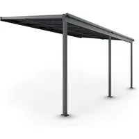 Juskys Terrassendach Borneo 5x3 m Aluminium - Stabile Terrassenüberdachung in Dunkelgrau mit robusten Doppelstegplatten, idealer Sonnenschutz und wetterfest für eine stilvolle Außengestaltung.
