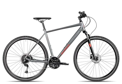 Axess Veris Cross | Sportliches Herrenfahrrad mit 27-Gang Schaltung - Leichtes Crossbike für vielseitige Einsätze: Mit nur 14,2 kg und hydraulischen Scheibenbremsen bietet es optimale Kontrolle auf Asphalt und Schotter. Ideal für Pendler und Freizeitfahrer.