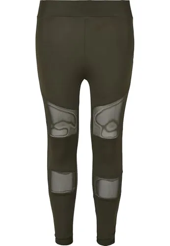 Urban Classics Mädchen Leggings Girls Tech Mesh Leggings Darkolive 122/128