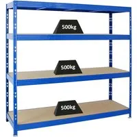 PROREGAL Profi Schwerlastregal Rhino EXTRA BREIT 180x200x60cm - Robustes Garagen- und Lagerregal mit 500kg Tragkraft pro Ebene, ideal für schwere Lasten und flexible Anpassung der Fachböden – perfekt für Werkstätten und Haushalte.