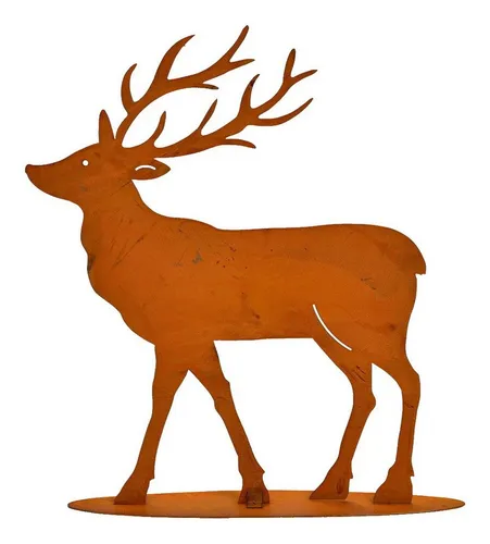 Kaufhaus le petit Tierfigur Hirsch Rentier Reh Bock Elch Kuh Geweih Deko Garten Figur Skulptur, Hirschfigur Dekofigur Dekoskulptur Dekoobjekt aus Metall