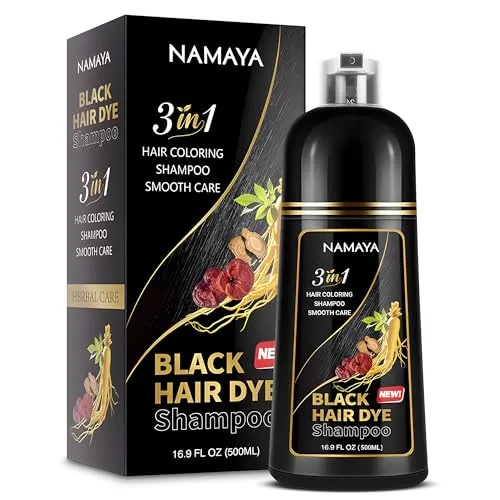 Schwarzes Haarfärbeshampoo – 500ml für Männer & Frauen - Haarfarben – Natürliche Kräuterformel für sanfte Grauhaarabdeckung, schnell in nur 10–15 Minuten und ohne aggressive Chemikalien.