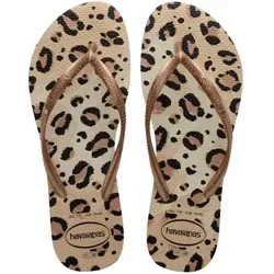 Havaianas Slim Animals Beige Gr 41/42 Damen - Stylische Flip-Flops mit Leopardenmuster von Havaianas – ideal für Strand und Stadt. Aus robustem Gummi gefertigt, bieten sie rutschfesten Halt und hohen Tragekomfort. Perfekt für heiße Sommertage!
