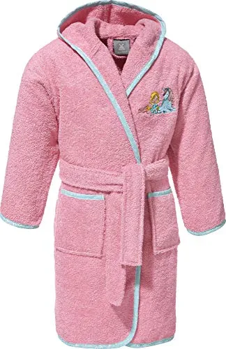 Erwin Müller Kinder-Bademantel Kapuze Frottier rosa 110/116 - Kuscheliger Kinder-Bademantel aus Walk-Frottier mit Kapuze, zwei Taschen und Bindegürtel. Ideal für nach dem Baden - angenehm weich und saugstark. Verfügbar in Größe 110/116.