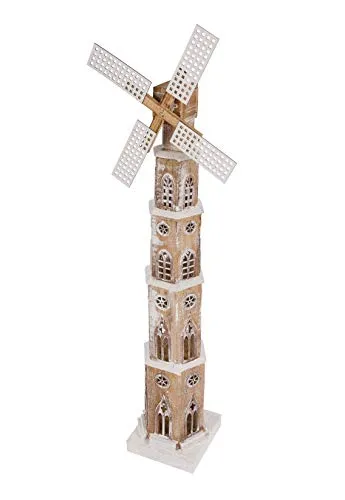 LED Holz Windmühle 110 cm - Deko Leuchte mit drehenden Flügeln - Weihnachtsbeleuchtung mit 20 warmweißen LEDs, sorgt für eine gemütliche Atmosphäre und ist ein echter Blickfang für Ihre Weihnachtsdekoration.