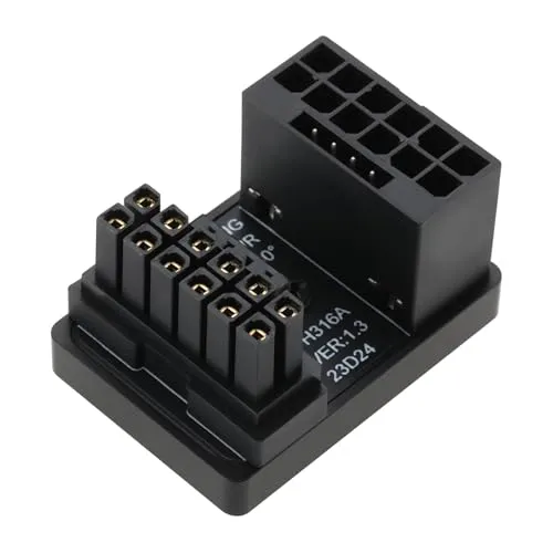 OTOTEC 1x 12VHPWR 12+4-poliger Netzadapter ATX 3.0 16-polige GPU PCIe5.0 180-Grad-Winkel Netzadapteranschluss 600 W Kompatibel mit RTX 4090 4080 4070Ti 3090Ti Grafikkarte Typ A