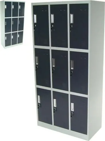 Spind 9-Fächer Neunerspind Garderobenschrank aus Metall - Garderobenschrank mit 9 abschließbaren Fächern, stabiler Stahlkonstruktion und optimaler Luftzirkulation – ideal für Werkstatt, Betrieb oder Umkleideraum.