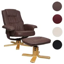 Mendler Relaxsessel M56 - Bequemer Fernsehsessel mit Hocker - Relaxsessel & -liegen mit verstellbarer Rückenlehne, Liegefunktion und praktischer Tasche für Fernbedienungen. Hochwertige Polsterung und FSC®-zertifiziertes Eukalyptus Holz für optimalen Komfort.