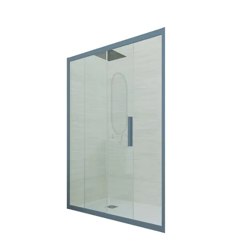 PORTA DOCCIA SCORREVOLE MARINEBLAU 130 CM DECO - Elegante Duschtür aus klarem Glas und PVC in Marineblau, ideal für moderne Badezimmer. Maße: 130 cm Breite, 200 cm Höhe. Perfekt für eine stilvolle und praktische Badgestaltung.