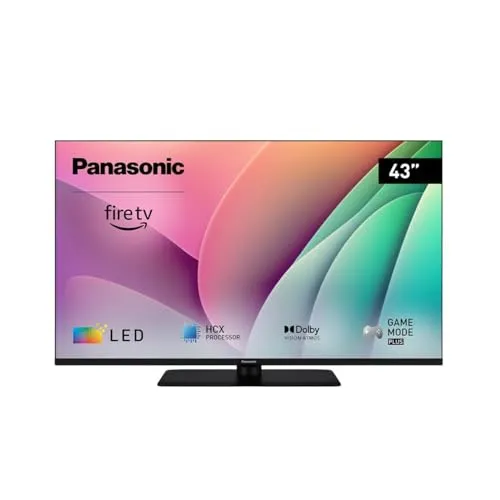 Panasonic TV-43W80AEZ, W80 Serie 43 Zoll 4K Ultra HD QLED Smart TV, 2024, Fire TV, Dolby Vision & Atmos, Game Mode Plus, Alexa Sprachsteuerung, Airplay, Schwarz