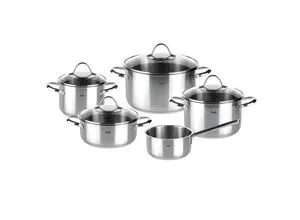Fissler Topfset 5-tlg. PARIS - Kochtöpfe: Das elegante 5-teilige Topfset 'Paris' von Fissler aus robustem Edelstahl bietet vielseitige Kochmöglichkeiten und eine stilvolle Optik.