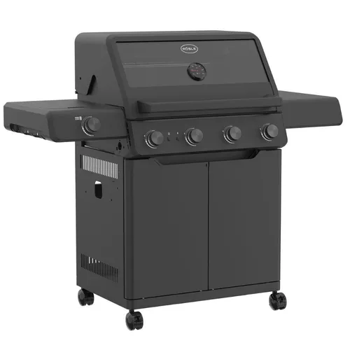Rösle Gasgrill ALLFLAME Prime 4 - Schwarz, 50mbar - Grills | Hochwertiger Gasgrill mit 4 HEATSPIRE-Brennern für perfektes Grillen, inklusive Vario+ Grillrostsystem und großem Glaseinsatz für optimale Sicht.