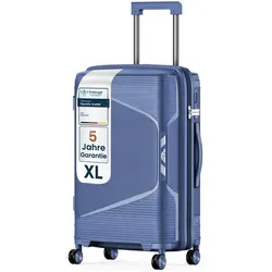 4FLY Hartschalen-Reisekoffer XL 75 cm (96L) - mit TSA-Schloss, Doppelrollen, Aluminium-Teleskopgriff und Doppelreißverschluss - Blau