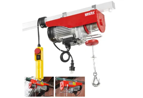 HECHT 8425 Elektrische Seilwinde | 125-250 kg Tragfähigkeit - Robuste Seilwinde für Werkstatt und Baustelle mit kraftvollem 450 W Motor und einer Hubhöhe von bis zu 12 m – ideal für effizientes Heben schwerer Lasten.