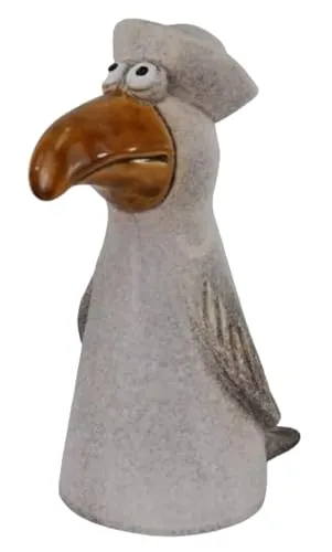 itsisa Zaunhocker Möwe H:20,5 cm aus Keramik - Zaun Deko Meer Küste, Tierfigur Pfostenhocker, Zaunfigur maritim, Gartendeko, Zaunstecker