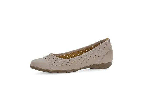 Gabor Ballerinas Nubukleder beige 37 EU - Bequeme Ballerinas aus Nubukleder in Größe 37, ideal für den Alltag. Mit einem 2 cm Blockabsatz und rundem Schuhspitz für perfekten Komfort.