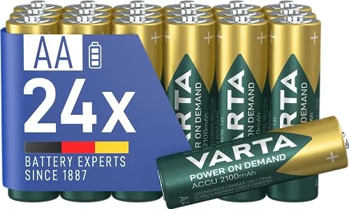 VARTA Batterien AA, wiederaufladbar, 24 Stück, Akku, Power on Demand, 2100 mAh Ni-MH, vorgeladen, sofort einsatzbereit [Exklusiv bei Amazon]