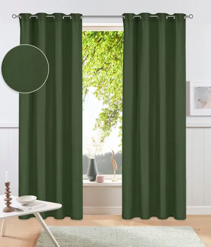 Otto Home Vorhang "Parry" Gr. 1, grün (oliv), 145cm, Ösen, 140cm