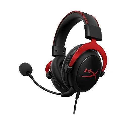 HyperX Cloud II – Gaming Kopfhörer für PC/PS4/Mac in Rot - PlayStation 5 Headsets mit hochwertigem Material für langlebigen Komfort und flexibles Design.