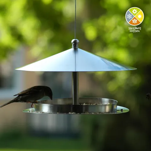 Luxus-Vogelhaus 11600 "Silberglanz" - Rundes Edelstahl-Futterhaus - Futterstationen für Wildvögel, wetterfestes Design aus hochwertigem Edelstahl schützt das Futter vor Nässe und ist einfach aufzuhängen.