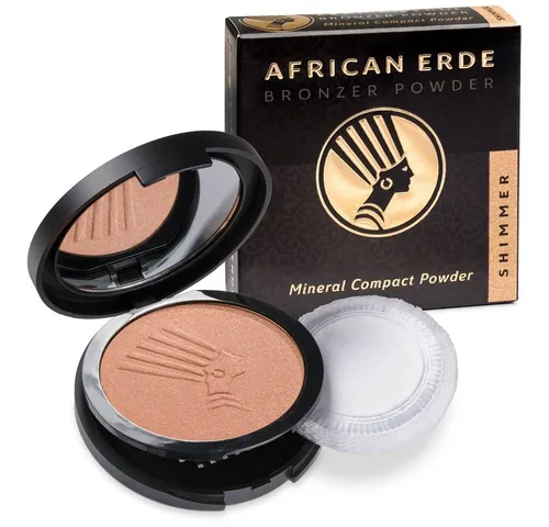 AFRICAN ERDE Bronzer-Puder - Veganer Compact Bronzer mit feinem Glitter für einen strahlenden Teint. Ideal für jeden Hauttyp und perfekt für ein gesundes Aussehen, auch ohne Sonne.