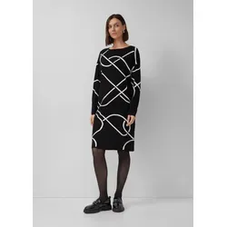 s.Oliver Gestricktes Jacquard-Kleid mit All-Over-Print - Reguläre Passform aus hochwertigem Jacquard-Feinstrick mit elegantem U-Boot-Ausschnitt und langen Ärmeln. Ideal für stilvolle Anlässe und den täglichen Gebrauch.