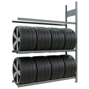 Schulte Anbauregal 13913 für Reifenregal - Werkstatteinrichtung mit 3 höhenverstellbaren Ebenen, ideal für die reifenschonende Lagerung von bis zu 18 Reifen. Maximale Tragkraft von 150 kg pro Ebene für eine stabile und sichere Aufbewahrung.