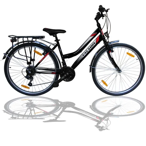 Talson 28 Zoll Damenrad mit Beleuchtung - Cruiser Fahrrad mit 21-Gang Drehgriffschaltung, sportlichem Sattel und sicherer STVZO-Beleuchtung für sicheres Fahren bei Tag und Nacht.
