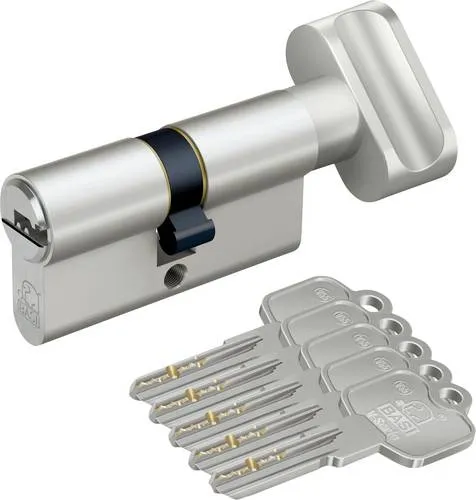 Basi V55 Profil-Knaufzylinder K35/30 mm - Hochwertiger Profil-Knaufzylinder mit Drehknauf für einfache Bedienung. Ideal für Haustüren und Wohnungstüren, bietet er zuverlässigen Schutz durch Pickingschutz und Anbohrschutz.