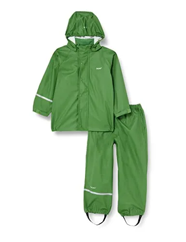 Celavi Unisex Basic Rainwear Set - Elm Green, 130 - Regenjacken & -mäntel für Damen, 100% wasserdicht dank PU-Beschichtung, ideal für nasse Tage