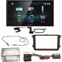 Kenwood DMX-125DAB Bluetooth USB Einbauset für Golf und Passat - Zubehör für Car HiFi: Komplettes Einbauset mit Kenwood DMX-125DAB, DAB Antenne und allen erforderlichen Adaptern, ideal für ein modernes Infotainment-Erlebnis im Auto.