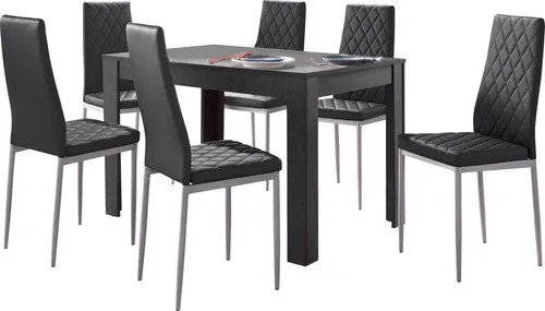 INOSIGN Essgruppe 5-tlg. - Schieferfarben mit 4 Stühlen und Tisch - Gartenmöbel-Set mit 1 Tisch (120x80 cm) und 4 Stühlen, pflegeleicht und belastbar bis 110 kg pro Sitzplatz, ideal für stilvolle Essbereiche im Freien.
