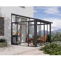 Canopia Wintergarten Sanremo 314x294cm Grau - Pavillon aus robustem Aluminium mit Polycarbonat-Dach, bietet ganzjährigen Schutz vor UV-Strahlen und ist ideal für entspannte Stunden im Freien.