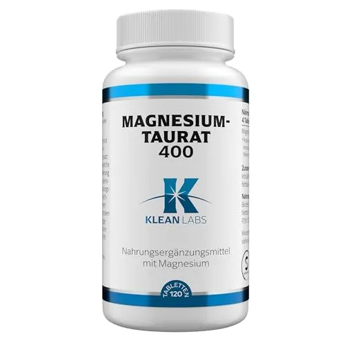 Magnesium Taurat 400 Tabletten - Nahrungsergänzungsmittel mit 400 mg hochbioverfügbarem Magnesiumtaurat, unterstützt Knochen, Immunsystem und Muskelfunktion für mehr Energie und Wohlbefinden.