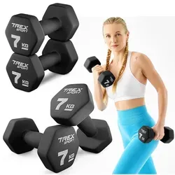 TREX SPORT Neopren Hanteln Set 2x7kg TX-070VD | Ergonomische Kurz- und Hexagonhanteln für effektives Fitnesstraining - Vielseitiges Hantelset mit rutschfester Neopren-Beschichtung für optimalen Grip. Ideal für Krafttraining und Fitnessübungen zu Hause. Robuste Bauweise sorgt für Langlebigkeit und sicheren Einsatz.