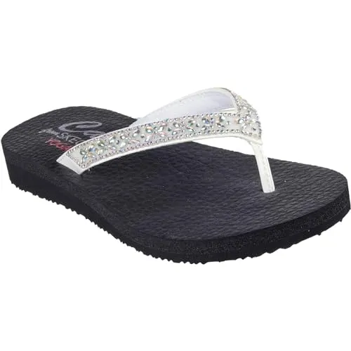 Skechers Cali Meditation Butterfly Garden Damen Schuhe - Weiß, Größe 36 - Stylische Damen Schuhe aus Duraleather mit Strassbesatz, ideal für den täglichen Komfort und modische Akzente.