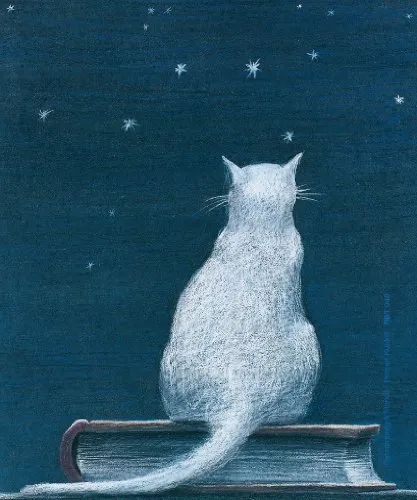 Brillenputztuch "Katze auf Buch"
