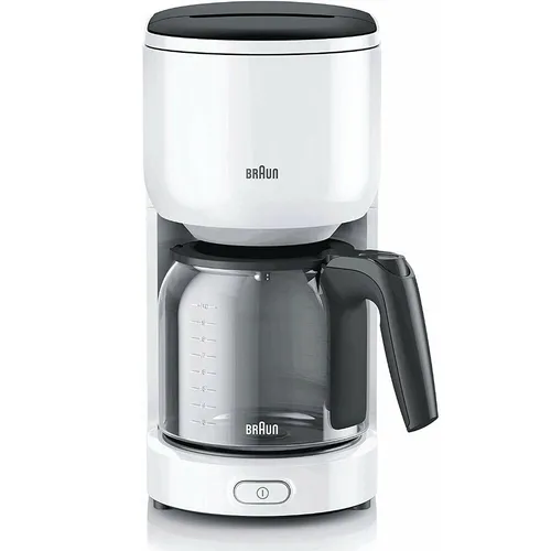 Braun KF 3100 WH Filterkaffeemaschine - 10 Tassen, 1000 Watt - Kaffeemaschine für 10 Tassen, 1000 Watt Leistung, kompakt und ideal für den täglichen Genuss von frisch gebrühtem Filterkaffee.