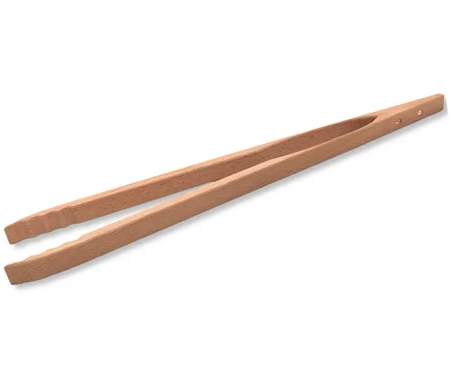 Grillzange Buchenholz natur 48cm Grillbesteck Grillzubehör Bratwurstzange Zange