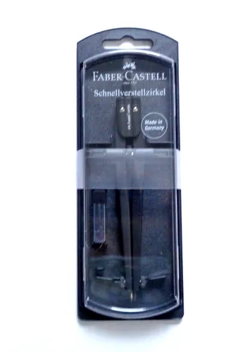 Faber-Castell Zirkel Stream black stone – 2-teilig, ergonomisch und stylish - Schnellverstellzirkel mit bis zu 340 mm Durchmesser, ergonomisches Design und rutschfeste Schnellklemmung. Inklusive stylischem Etui mit Marmoreffekt und Ersatzminen.
