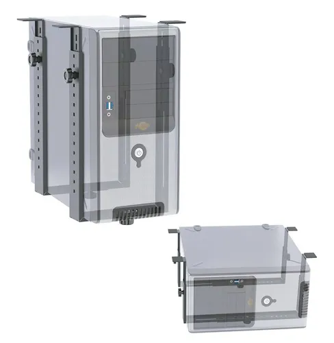 RICOO PC Rechner Halterung TRH02-B - Computer- & Server-Racks, belastbar bis 35 kg, unterstützt die Kühlung durch freies Kühlsystem, flexibel montierbar im Untertisch-Bereich.